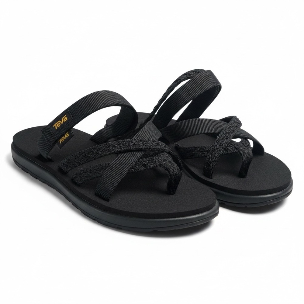 Teva Voya Zillesa Black Strappy Comfort Sandals Womens 8